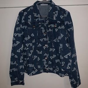 super cute fila denim jacket
